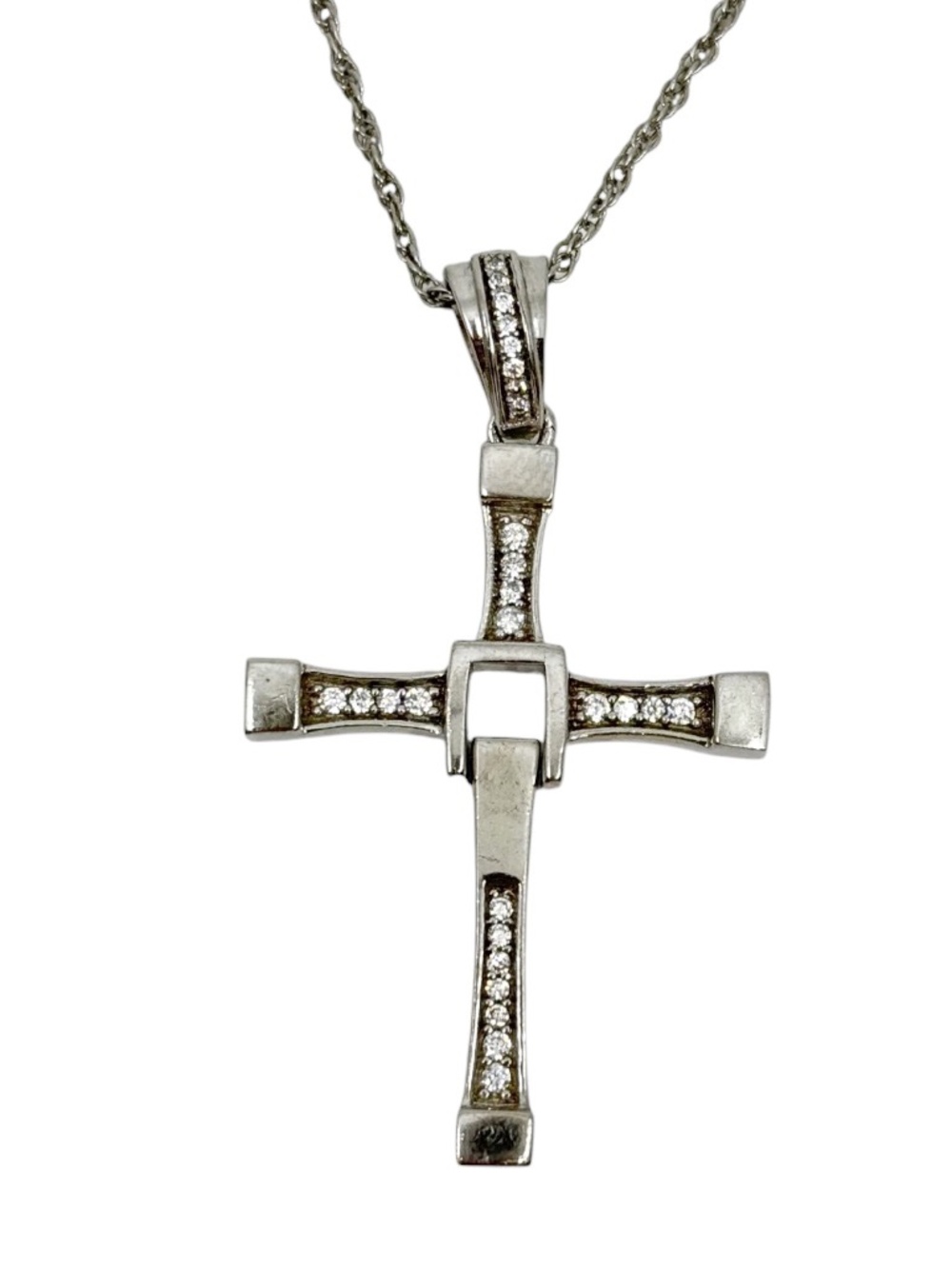 BSI sterling silver pink cubic zirconia cross pendant - GM432